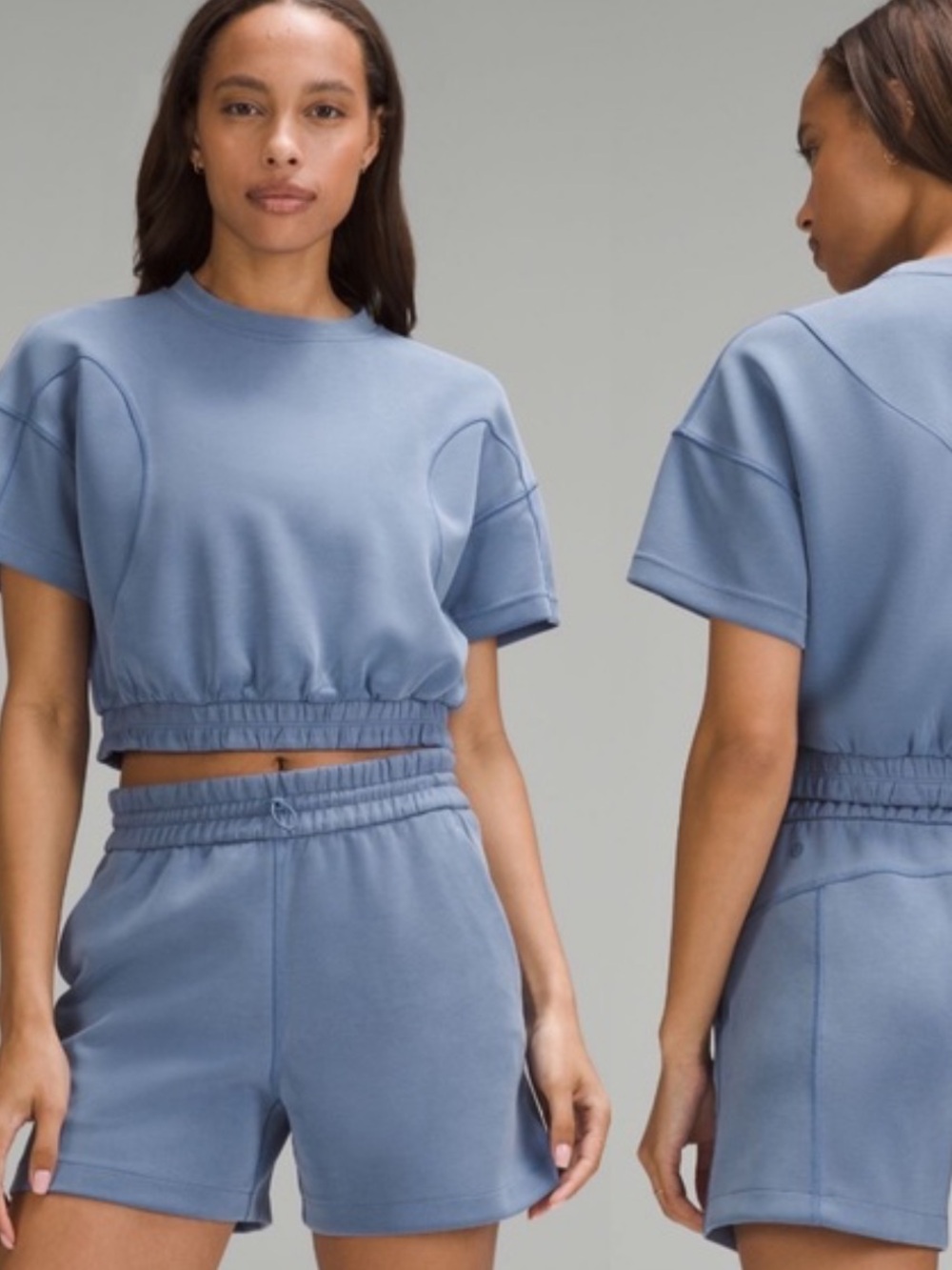 Lululemon softstreme blue crop short sleeve top